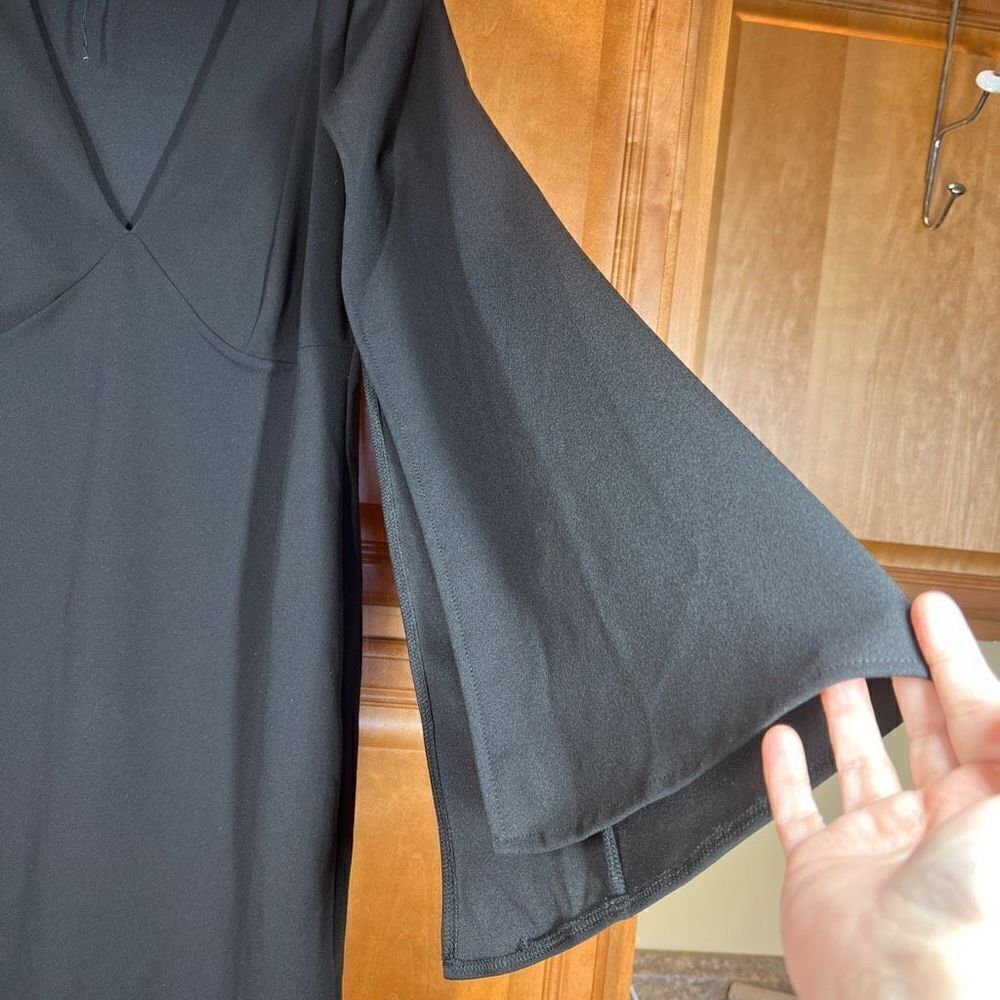 River Island London Black Cape Split Sleeve Bodycon Mini Dress Size US 8 UK 12 - Picture 8 of 11